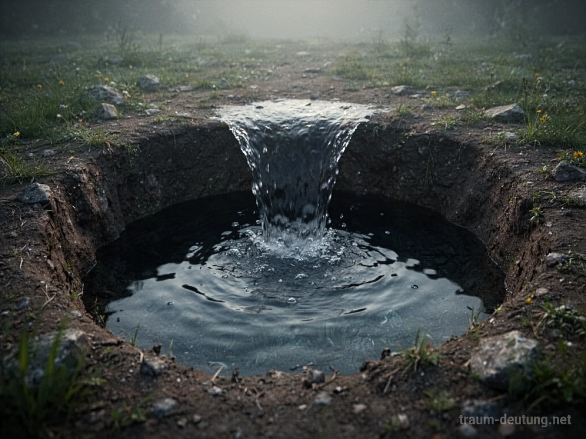 Wasser fließt in ein dunkles Loch im Boden