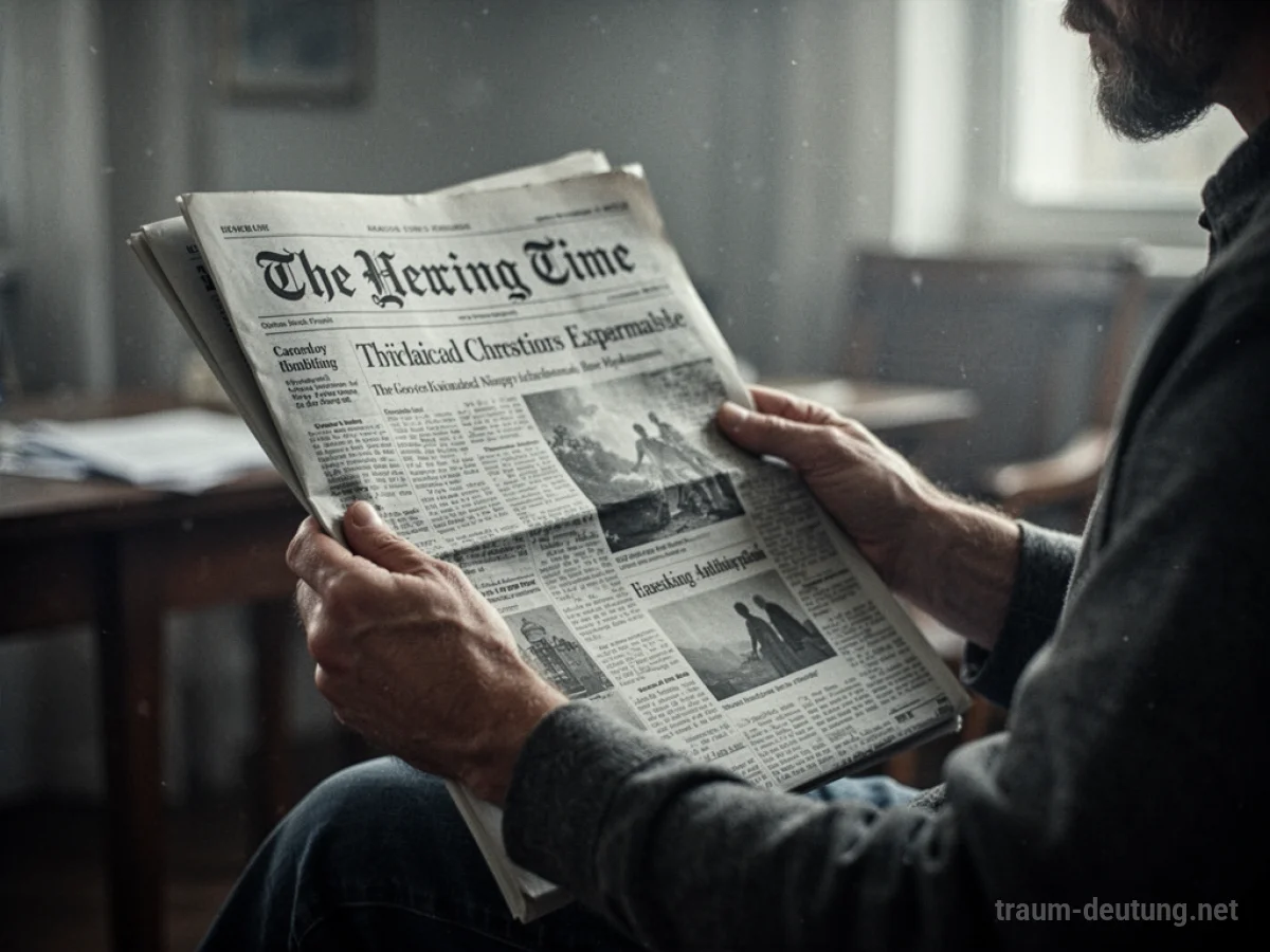Hände halten eine Zeitung, unscharfer Hintergrund