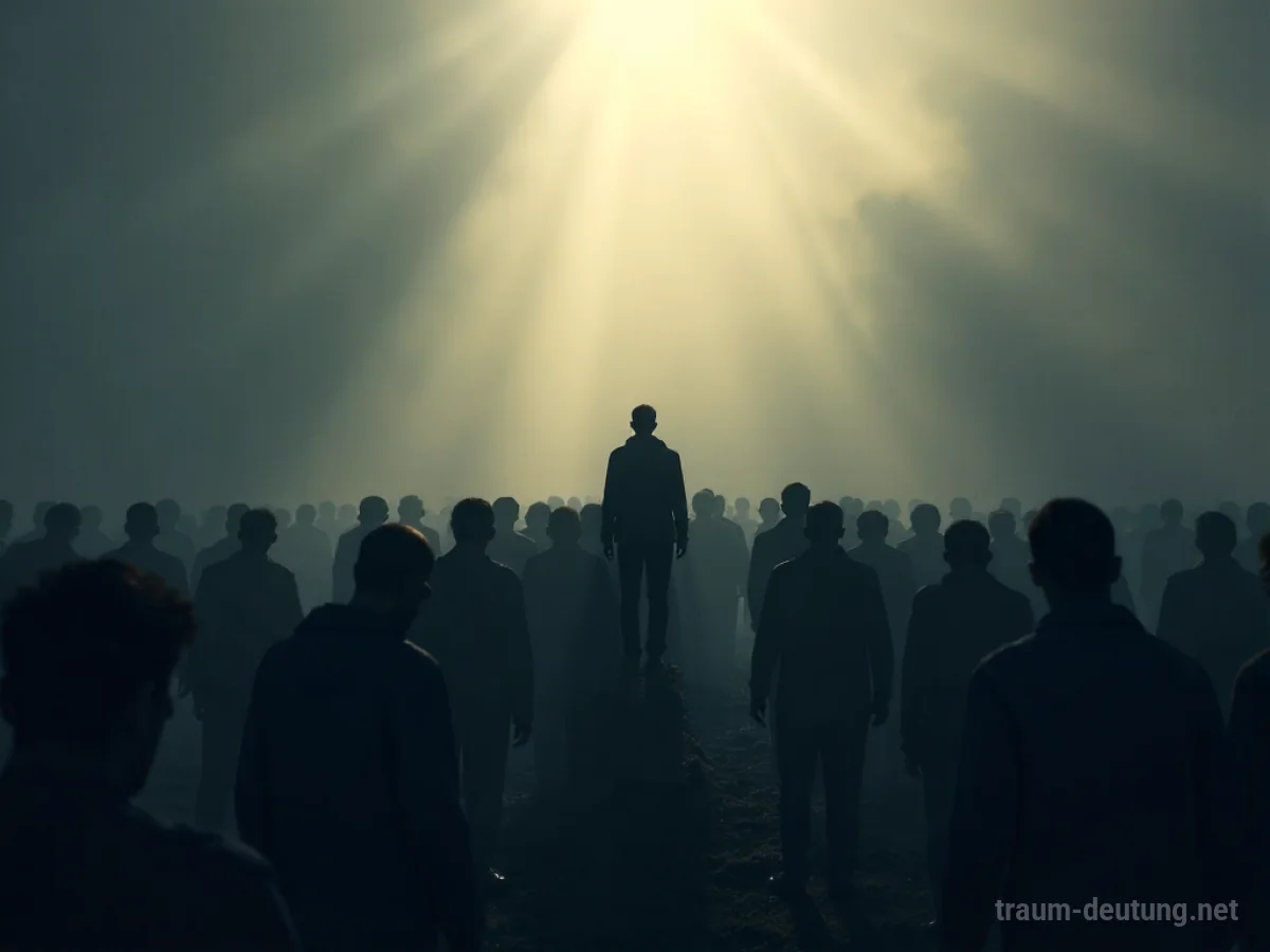 Einzelne Silhouette inmitten einer anonymen Menschenmenge
