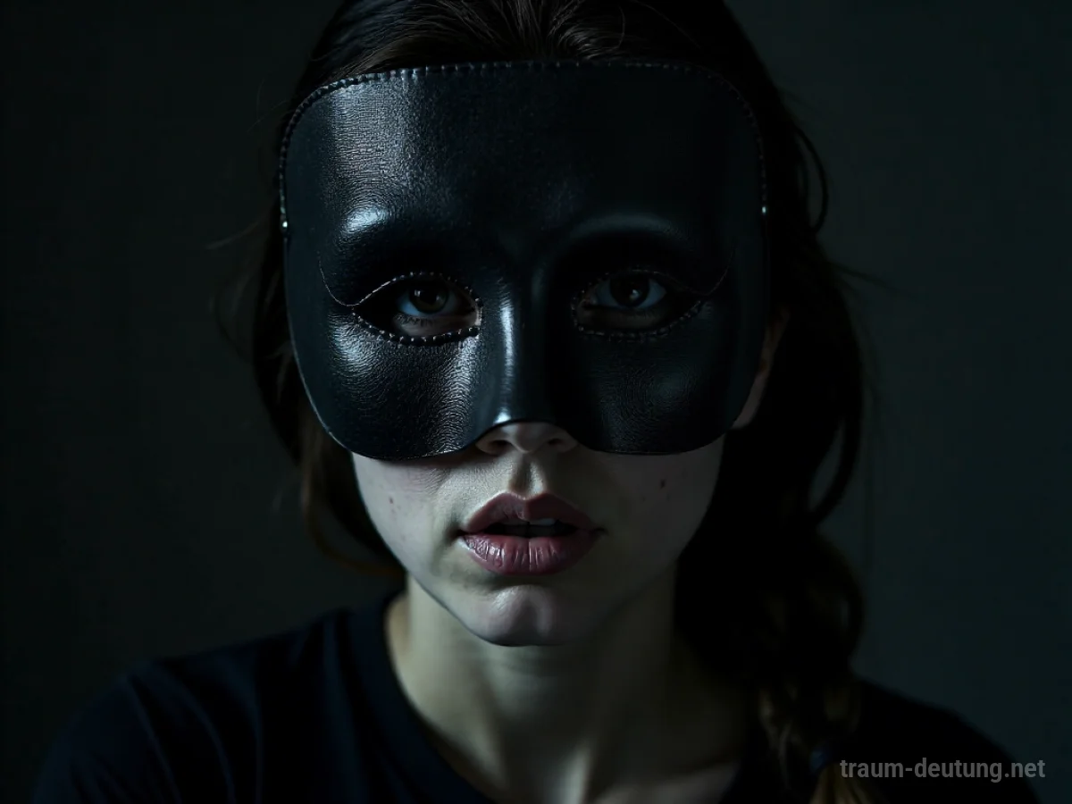 Eine Person spricht durch eine Maske, wobei der Mund dahinter sichtbar ist.