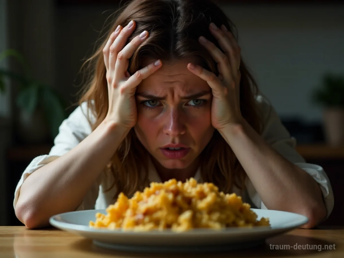 Person mit Übelkeit bei der Betrachtung von Essen