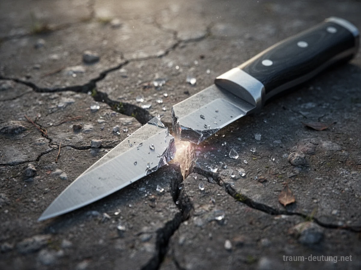 Ein zerbrochenes Messer liegt auf einer rissigen Oberfläche.