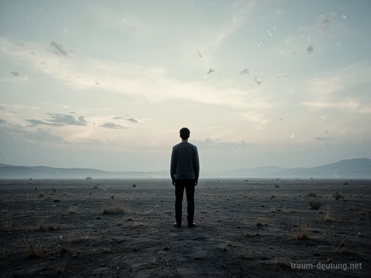 Eine einsame menschliche Silhouette in weiter Landschaft