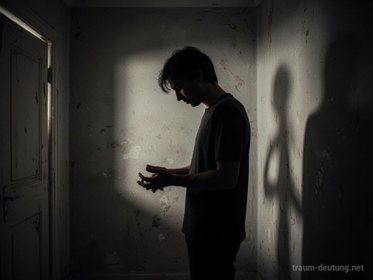 Silhouette einer Person, die über ihre Hände nachdenkt, symbolisiert die Rolle des Mörders im Traum.