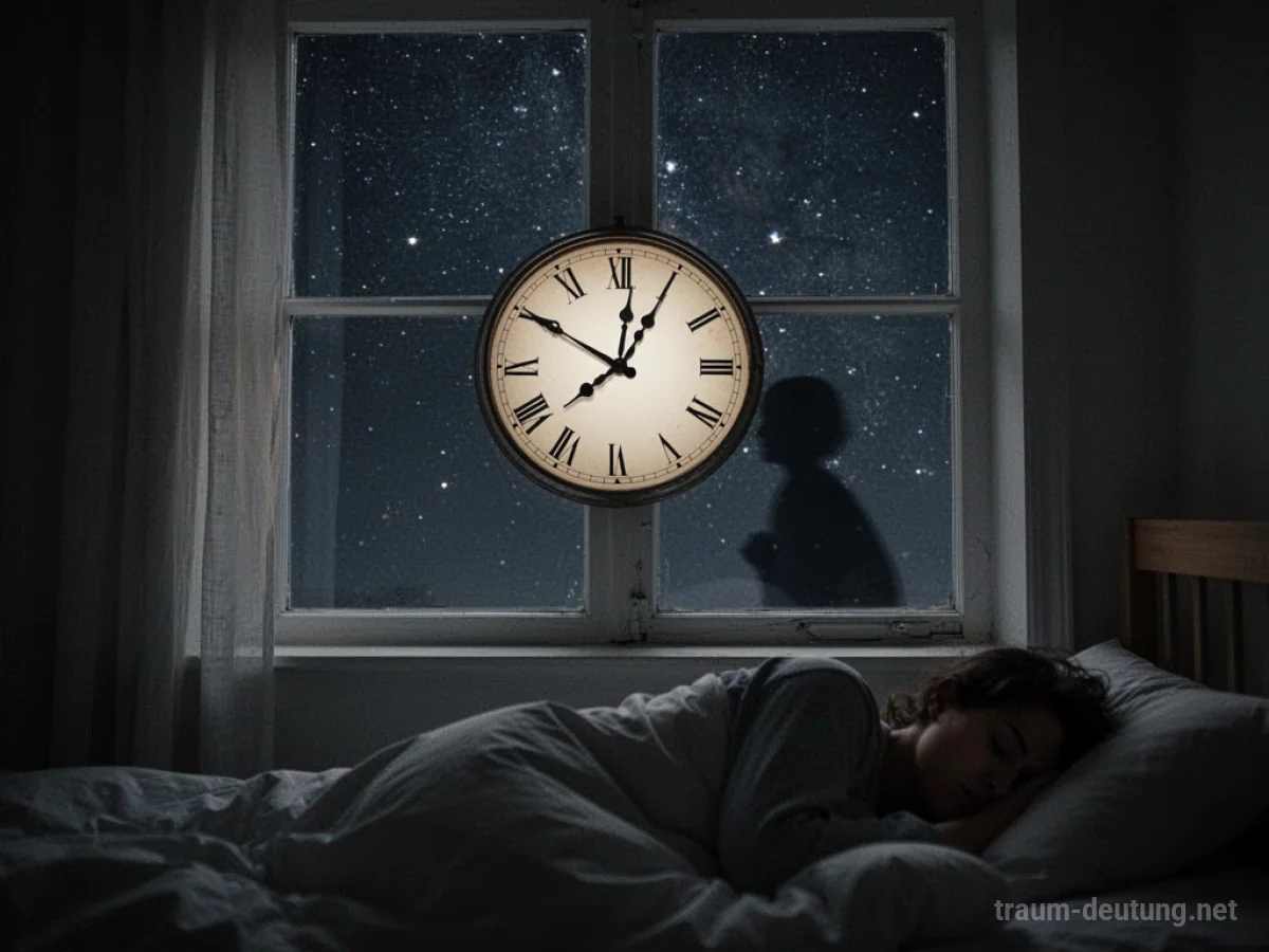 Eine Uhr zeigt Mitternacht, daneben eine schlafende Person, die zu erwachen beginnt.