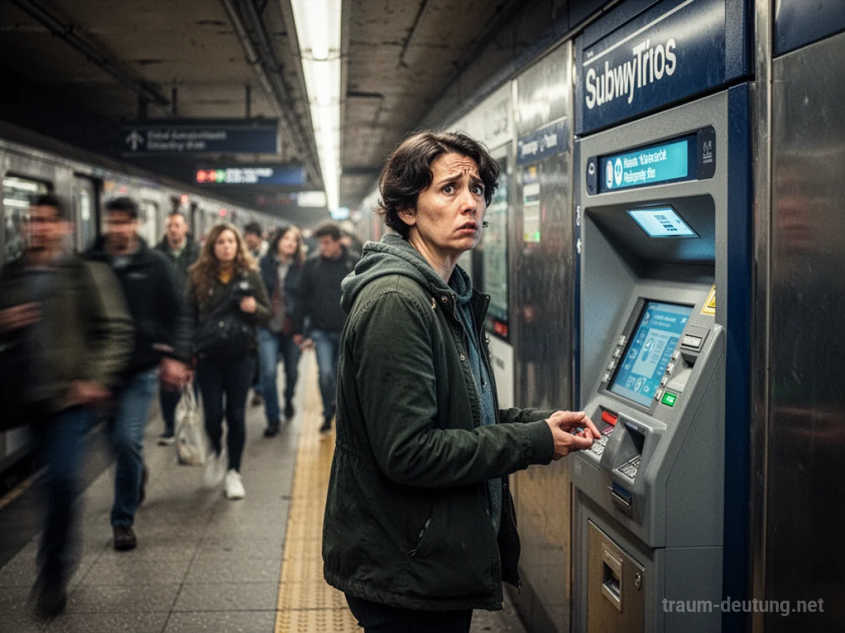 Person steht ratlos vor einem Fahrkartenautomaten der Metro.