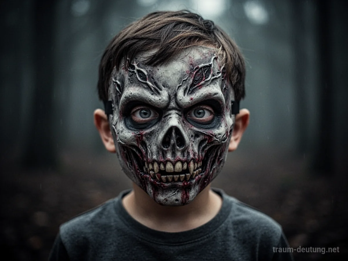 Kind mit gruseliger Maske im Traum