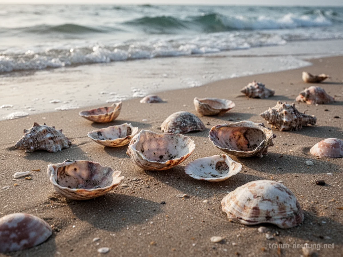Leere Muscheln liegen am Strand.