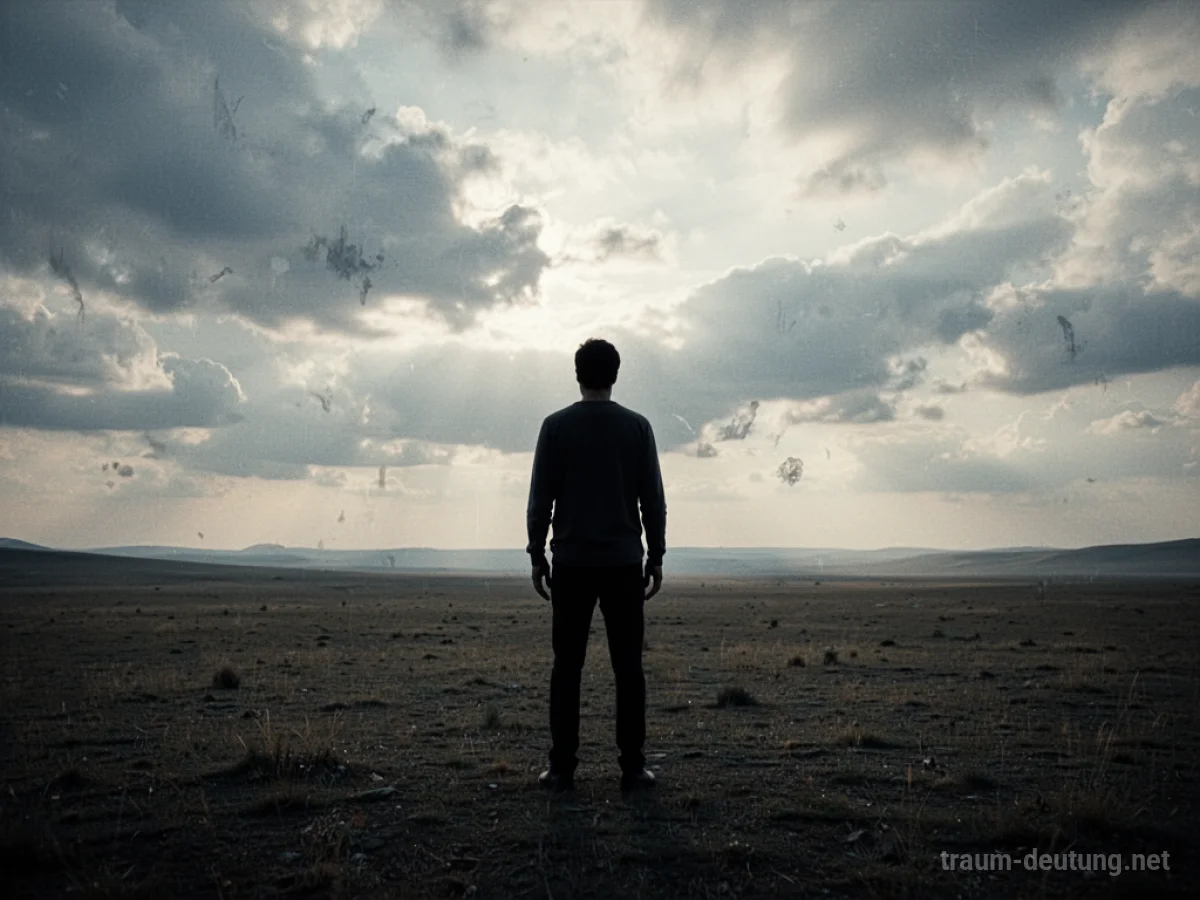 Silhouette einer Person, die allein in einer weiten Landschaft steht
