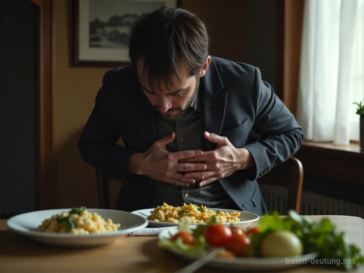 Person mit schmerzverzerrtem Gesicht hält sich den Bauch nach dem Essen.