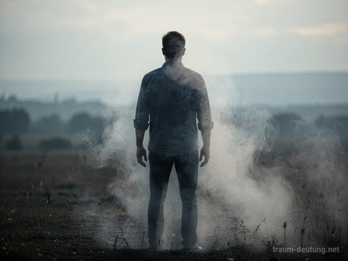 Mann, der im Nebel verschwindet