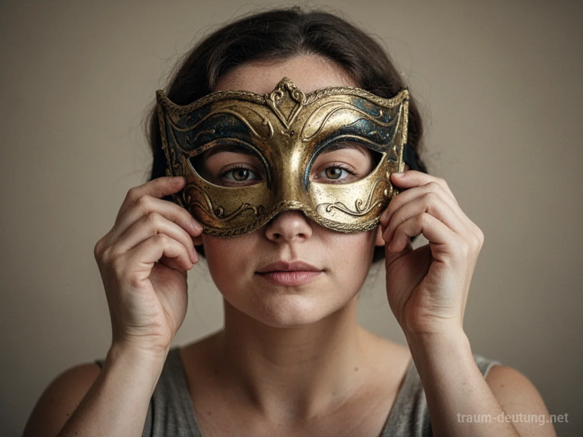 Eine Person nimmt eine Maske ab und enthüllt ihr wahres Gesicht.