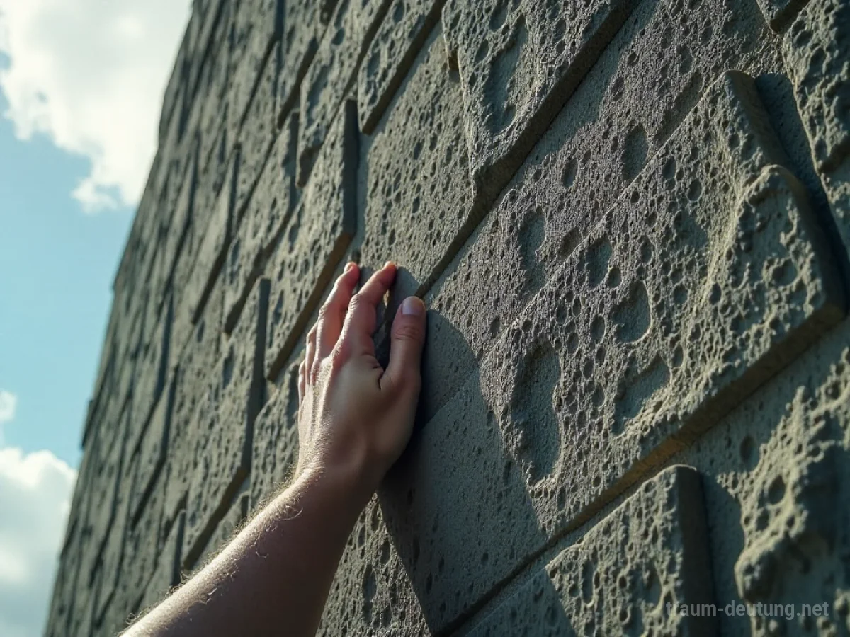 Hände, die eine Steinmauer erklimmen, um nach oben zu gelangen.