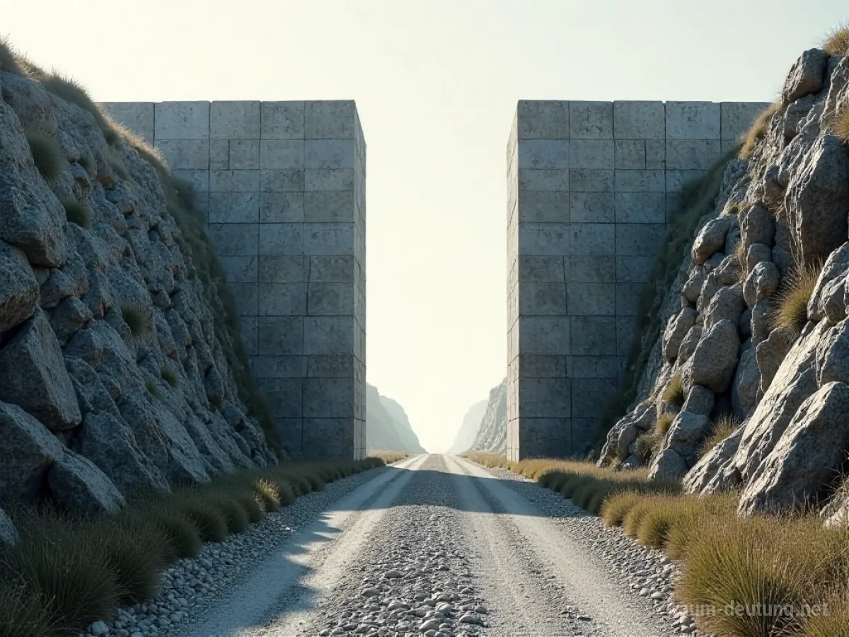 Eine massive Steinmauer versperrt plötzlich einen Weg.