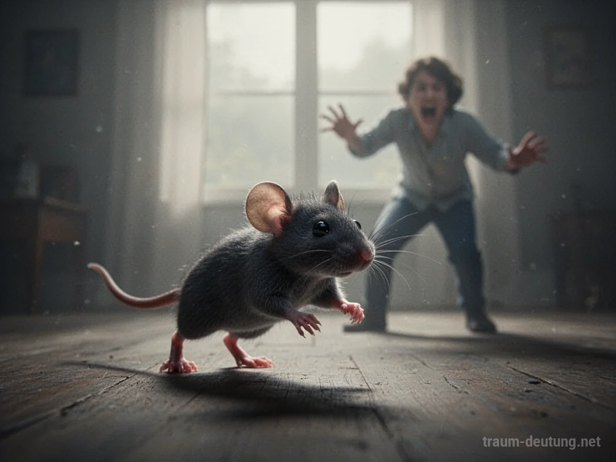 Eine Maus greift im Traum an, Darstellung von unterschwelliger Bedrohung