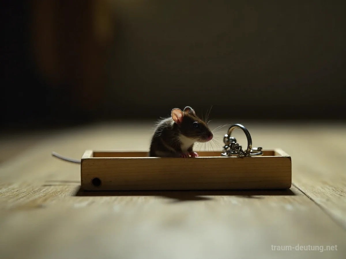 Eine Maus sitzt gefangen in einer Mausefalle.