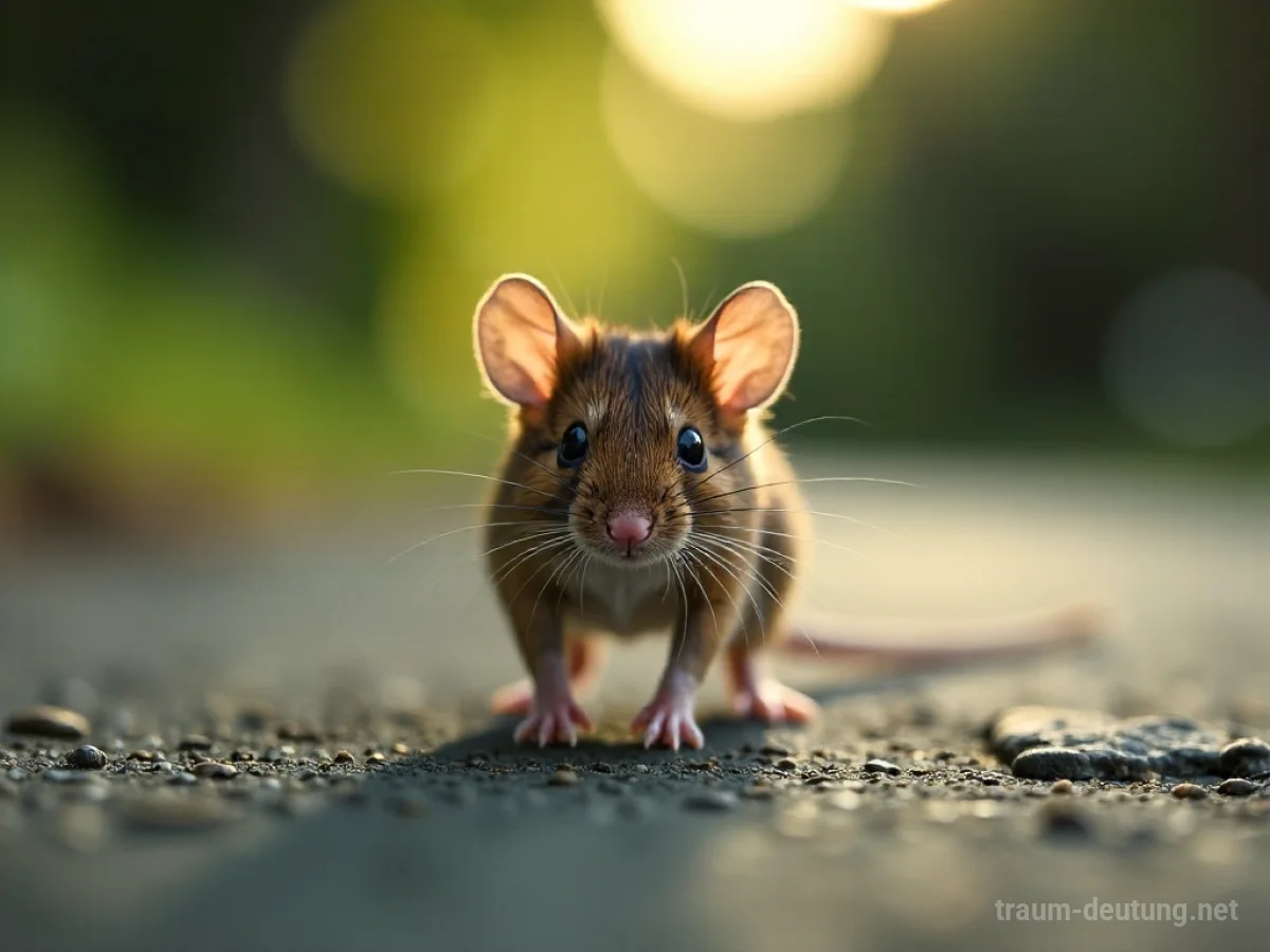 Eine Maus wird im Traum kleiner und entfernt sich vom Betrachter.