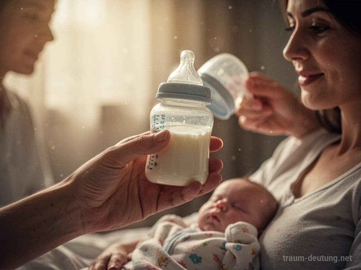 Mutterhand reicht Babyflasche mit Milch