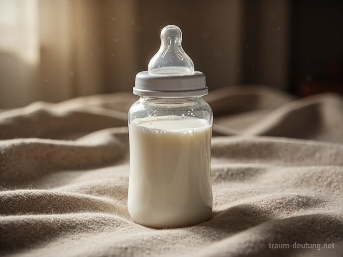 Eine Babyflasche gefüllt mit Milch.