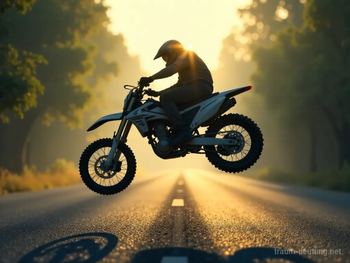 Motorradfahrer-Silhouette stürzt mit dem Motorrad vom Himmel