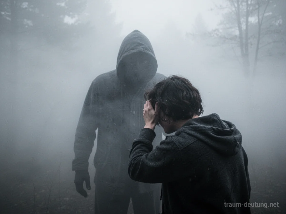 Eine Person versucht, durch dichten Nebel zu sehen, aber der Mörder bleibt unsichtbar.