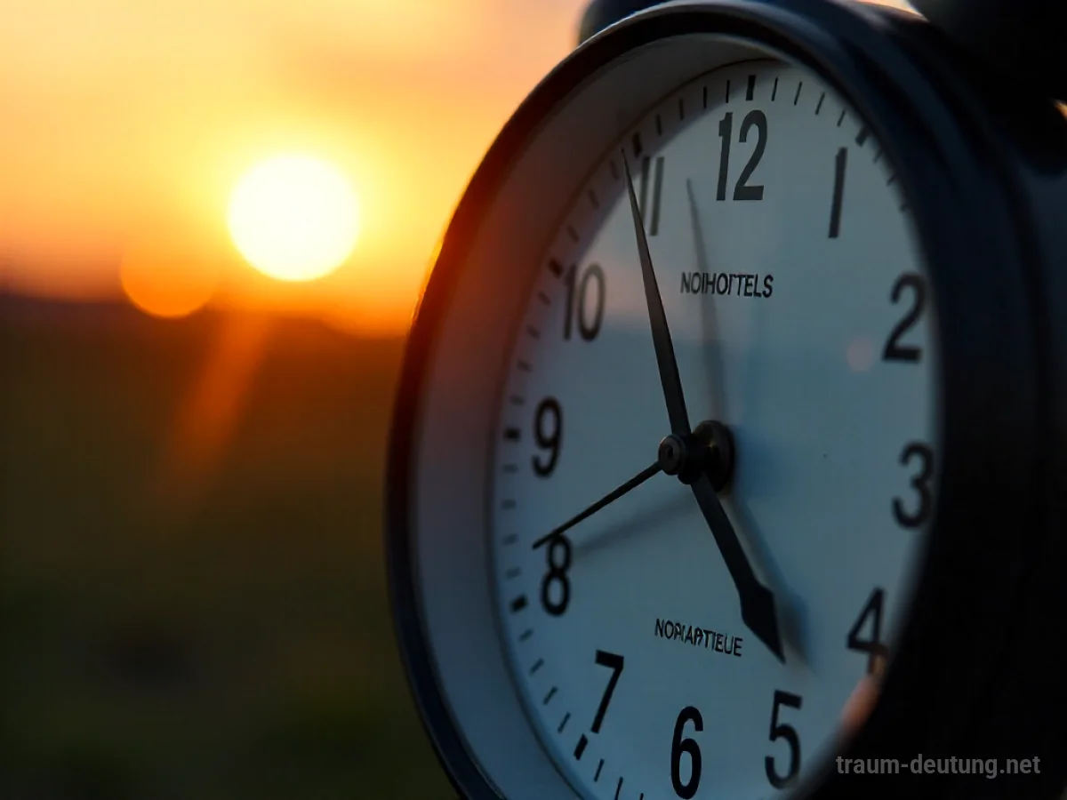 Uhr mit sich schnell drehenden Zeigern im Morgengrauen.