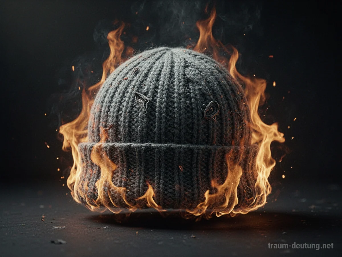 Gestrickte Mütze mit sanften Flammen an den Rändern