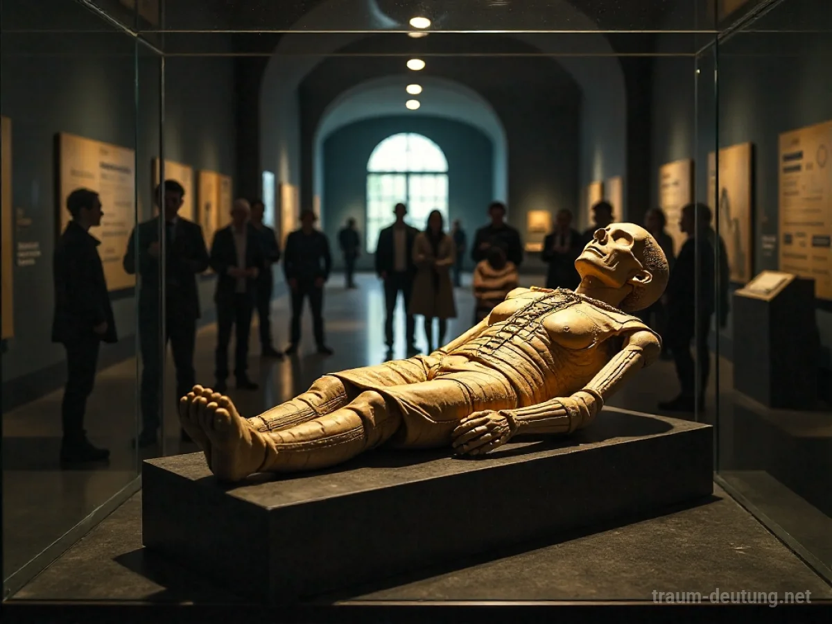 Mumie in einer Vitrine in einem Museum