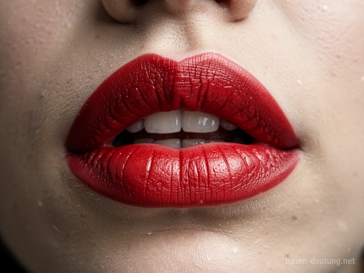 Ein Paar sinnliche rote Lippen, leicht geöffnet, im Fokus.