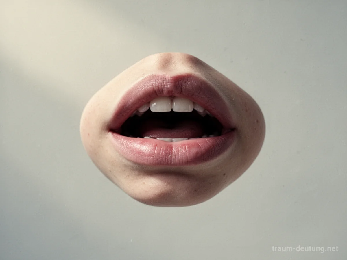 Ein Mund ohne Lippen in einer surrealen Darstellung, leicht geöffnet