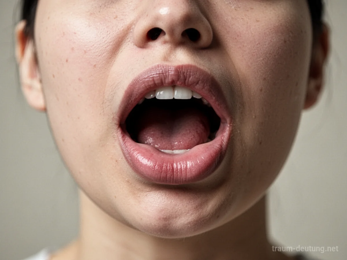 Ein menschlicher Mund, dessen Lippen sich sichtbar ausdehnen und größer werden.