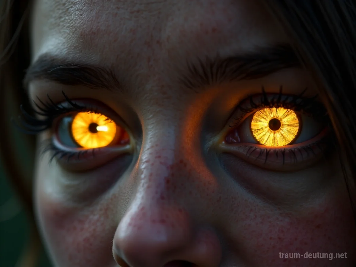 Menschliche Augen, deren Pupillen durch glänzende Münzen ersetzt sind, im Traum