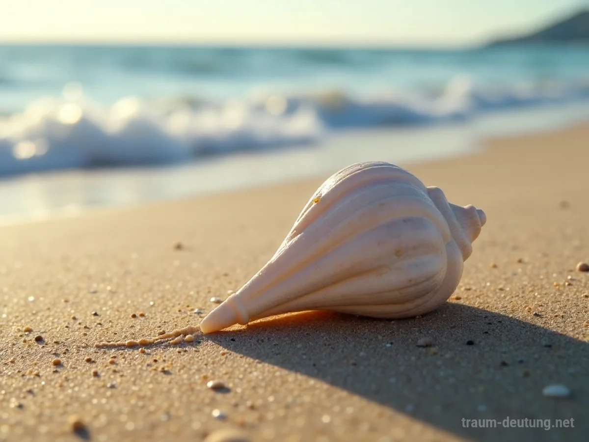 Eine Muschel wird auf einem Sandstrand größer.