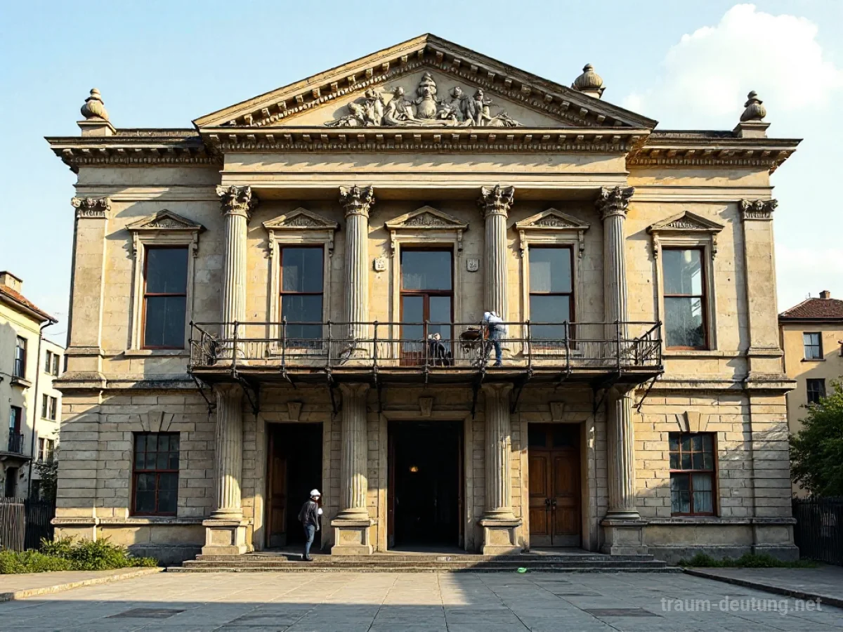 Museumsgebäude mit Gerüsten während des Umbaus