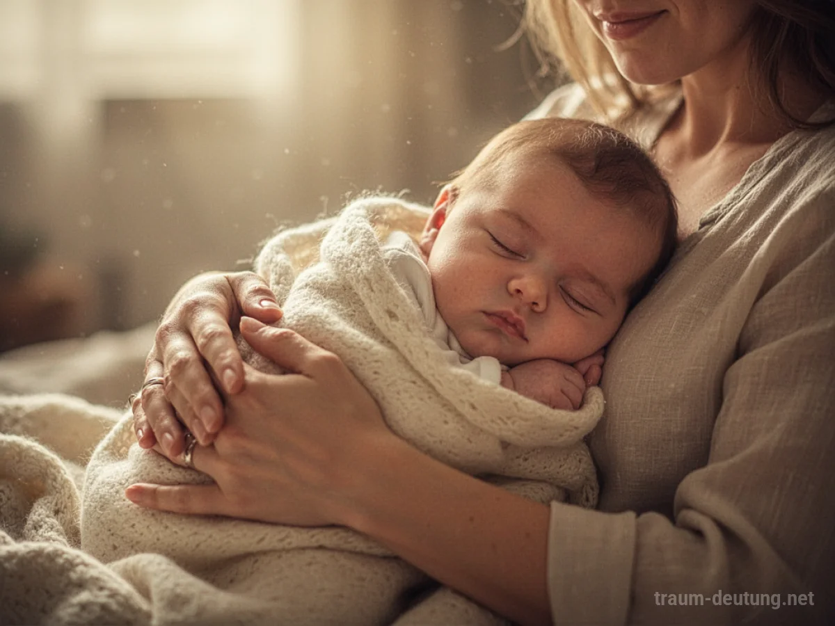 Hände einer Mutter, die sanft ein Baby halten