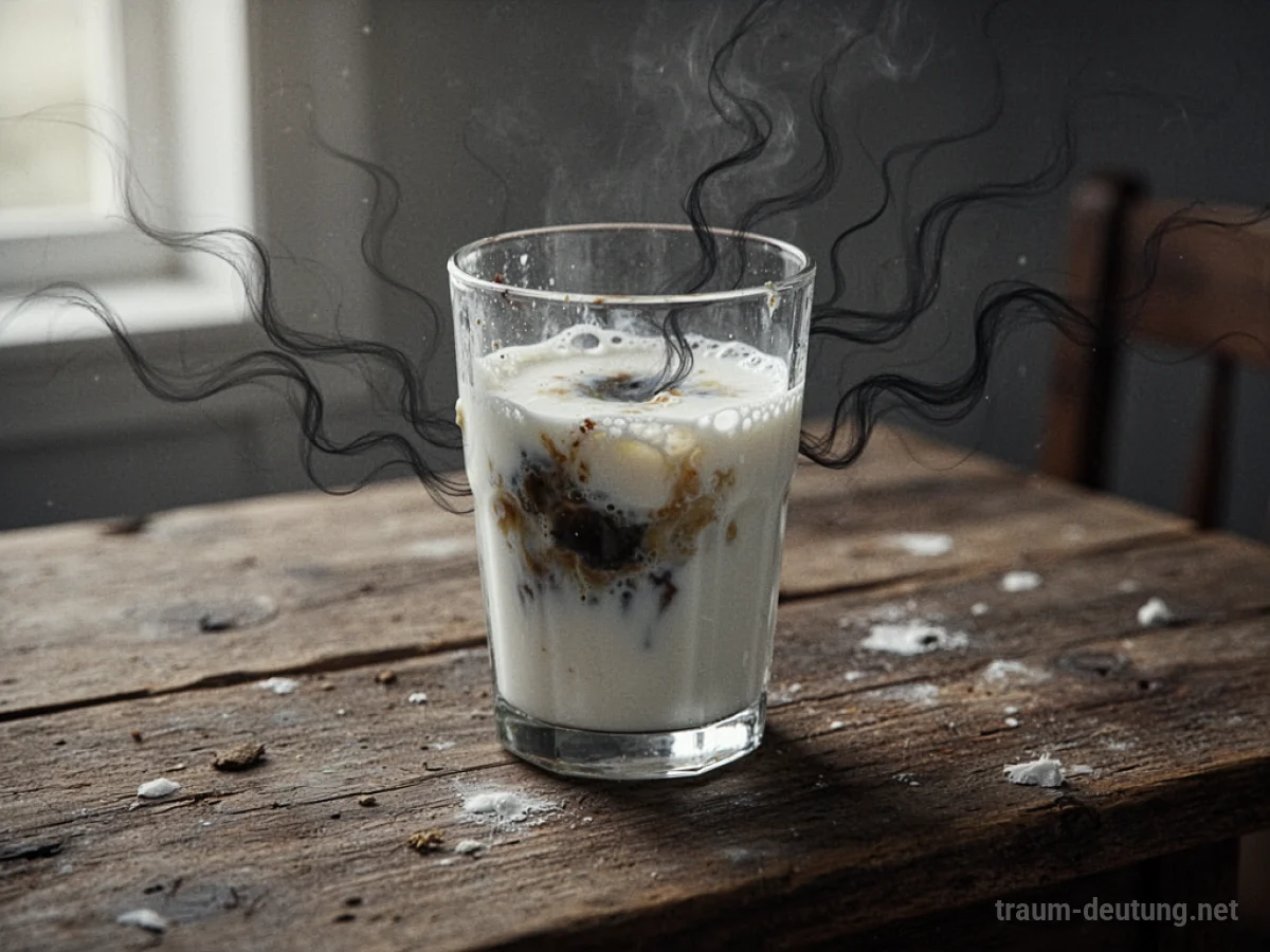 Ein Glas saure Milch steht auf einem Holztisch.