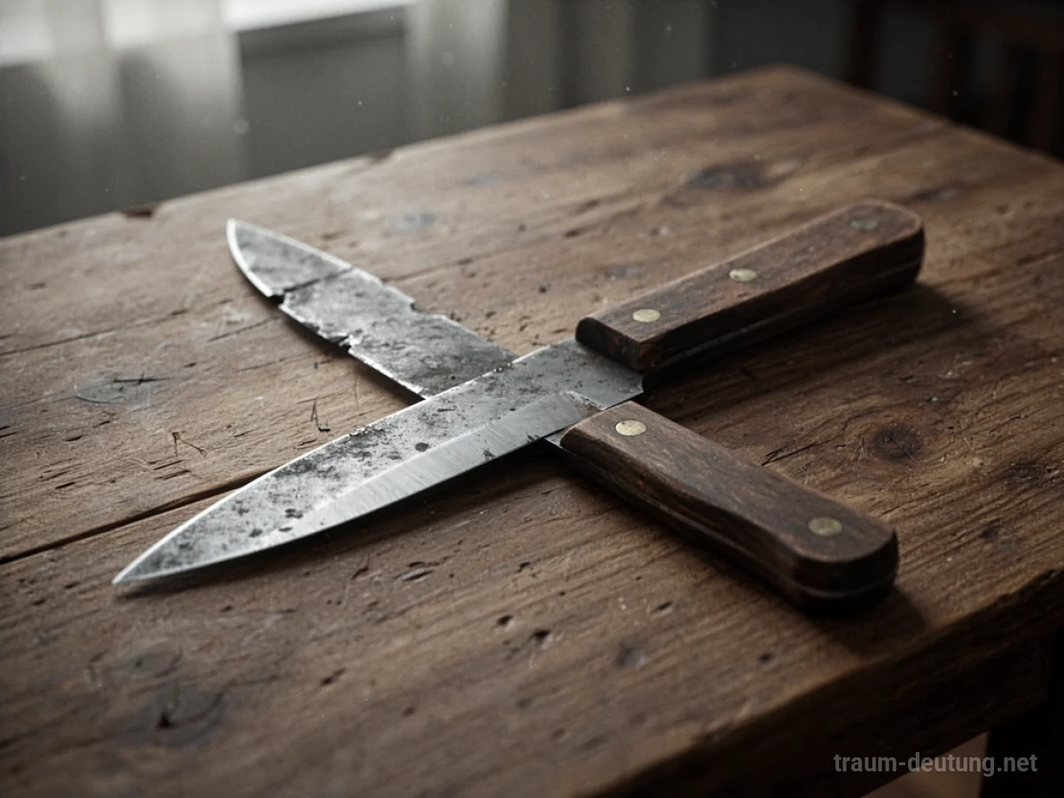 Ein stumpfes Messer liegt auf einem Holztisch.