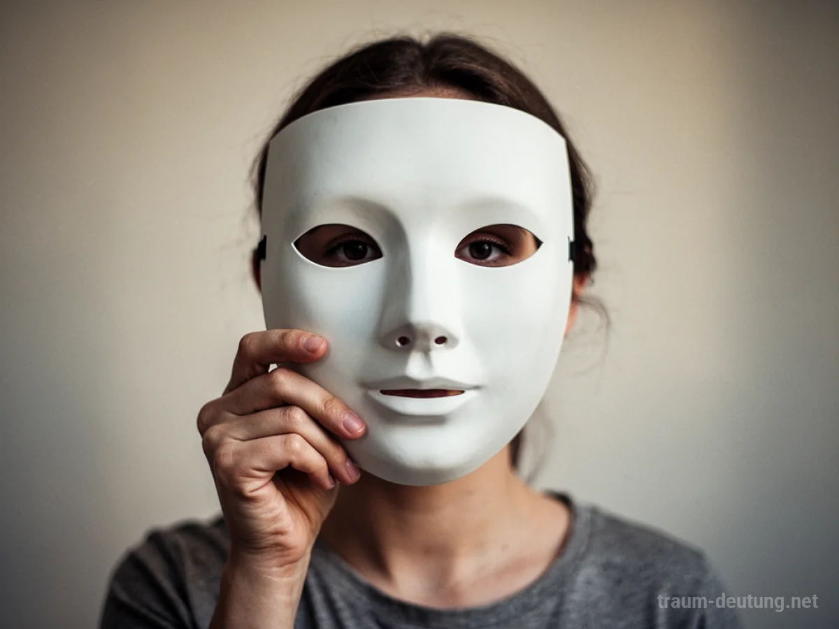 Hand hält eine weiße Maske vor das Gesicht, um die Züge zu verbergen.