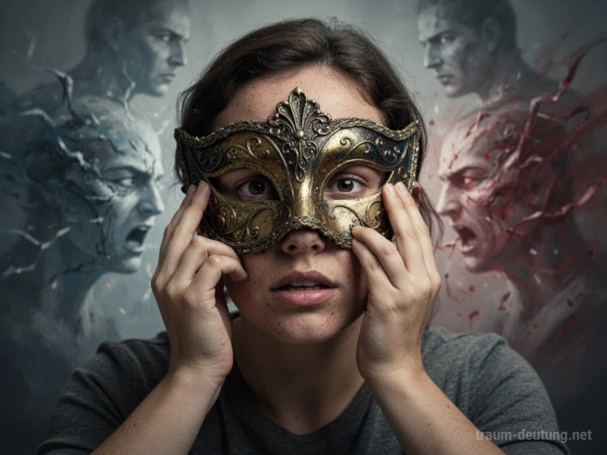 Person kann eine Maske nicht vom Gesicht entfernen