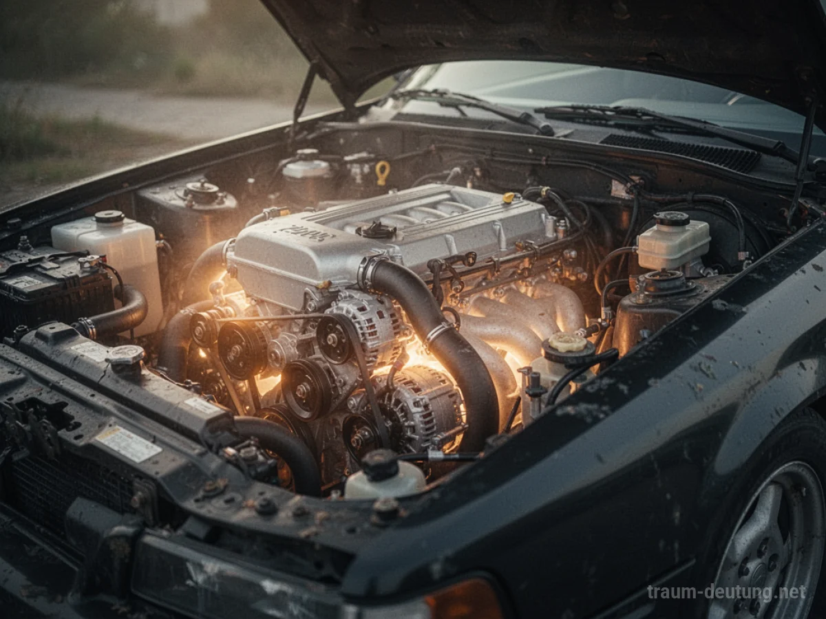 Ein ruhiger Motorblock mit sanfter Beleuchtung.