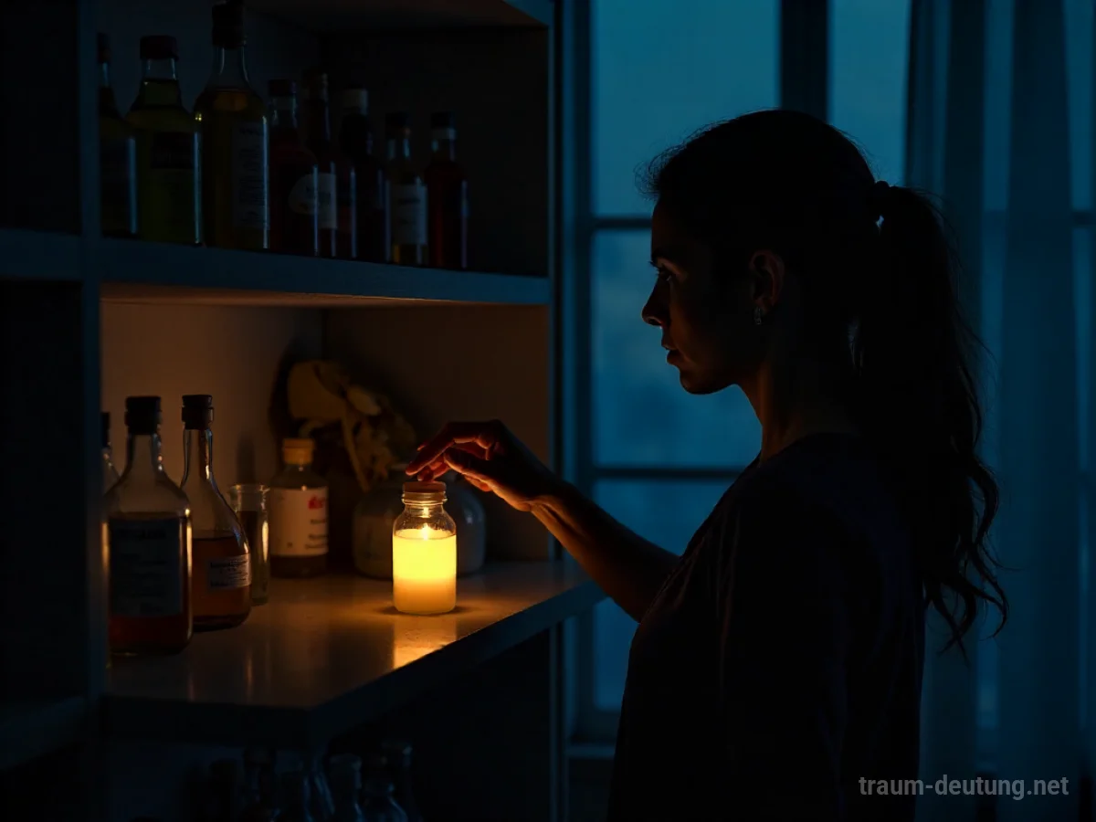 Silhouette einer Person, die im Dunkeln nach einem Medikamentenglas greift.