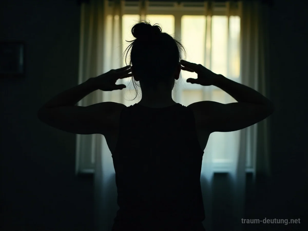 Silhouette einer Person, die nach einem Traum von Muskelkater ihre Glieder dehnt.