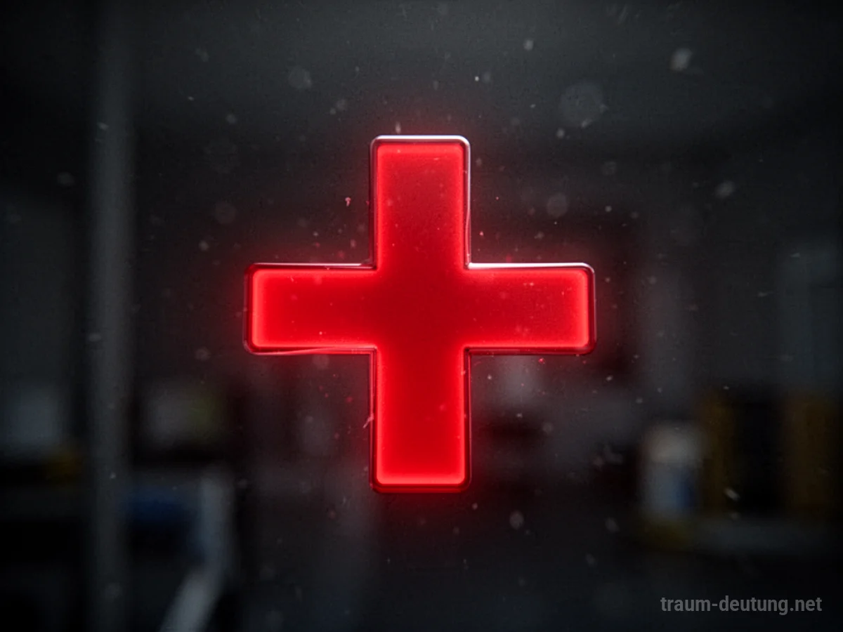 Rotes Kreuz Symbol im Dunkeln, das auf eine Notsituation hinweist