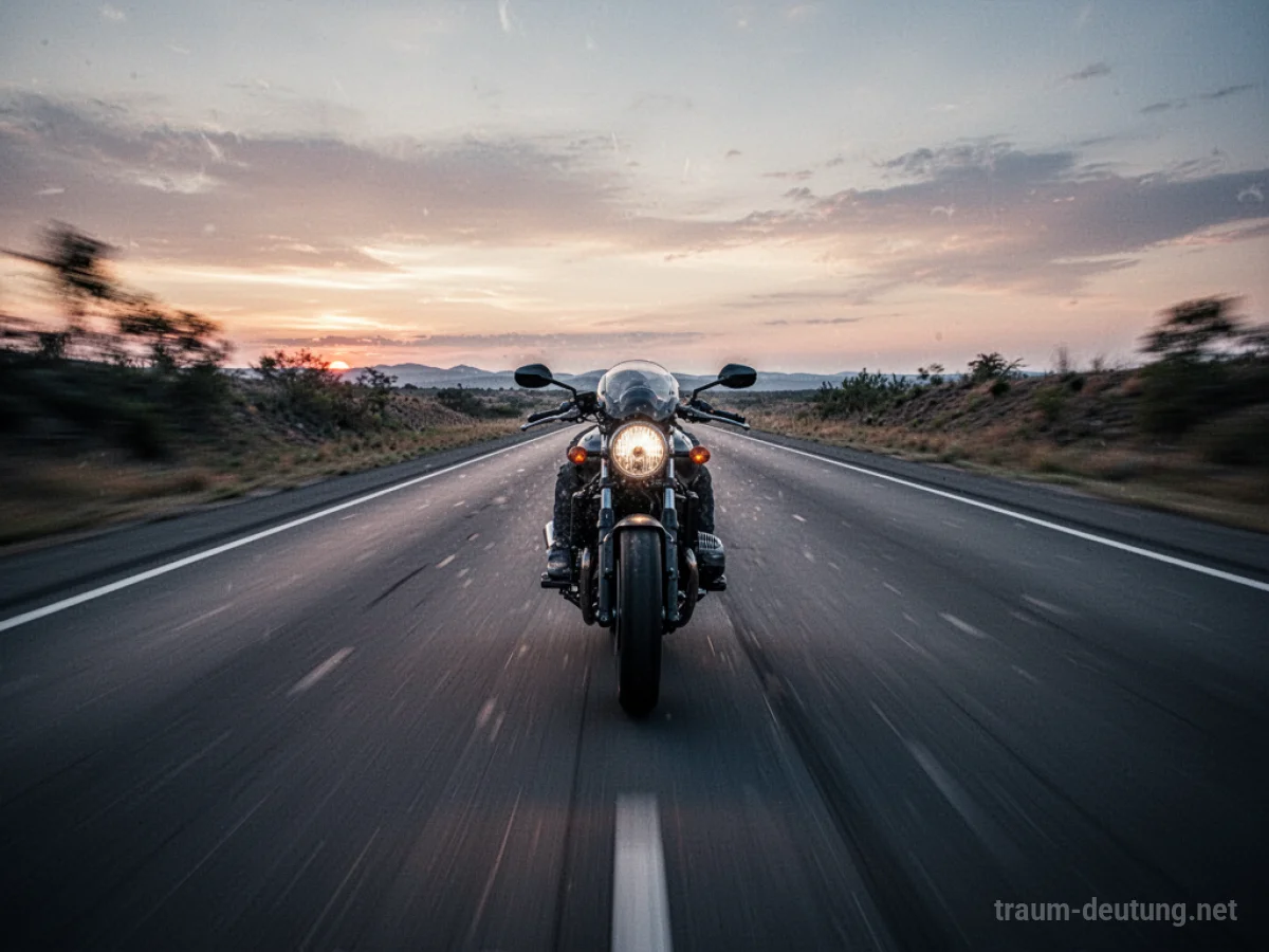 Motorrad fährt mit hoher Geschwindigkeit auf einer leeren Straße