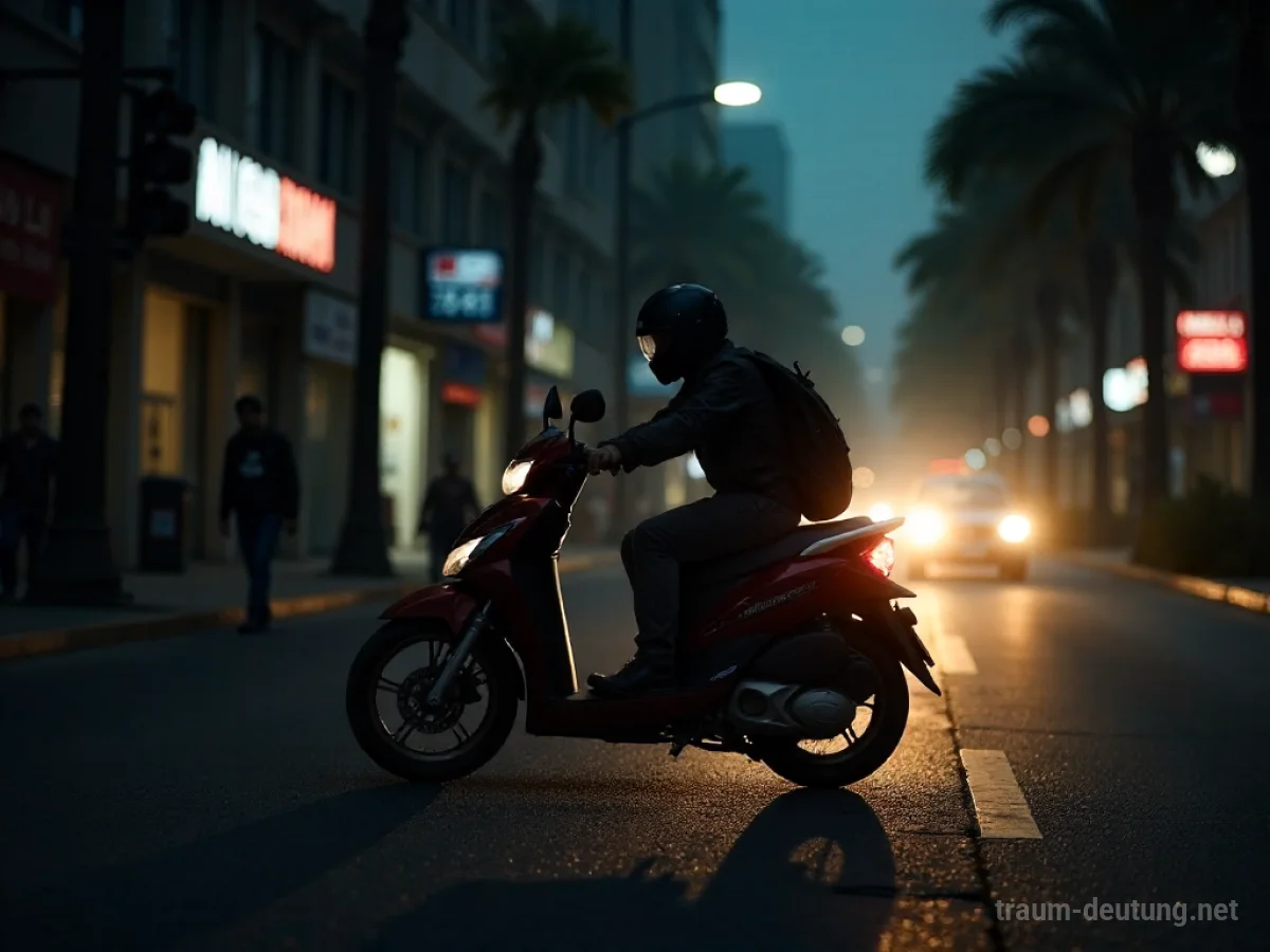 Person weicht einem Motorrad im letzten Moment aus