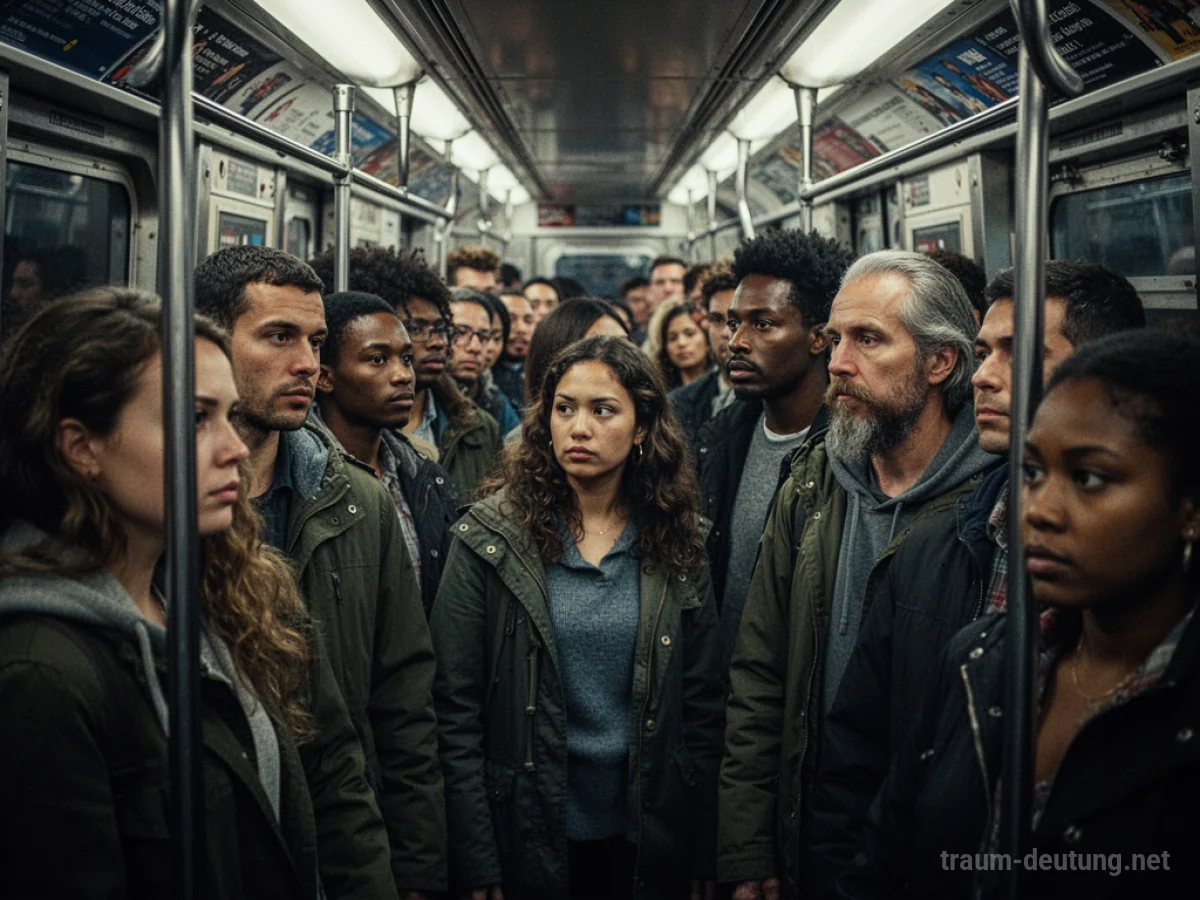 Eine volle U-Bahn mit vielen Menschen