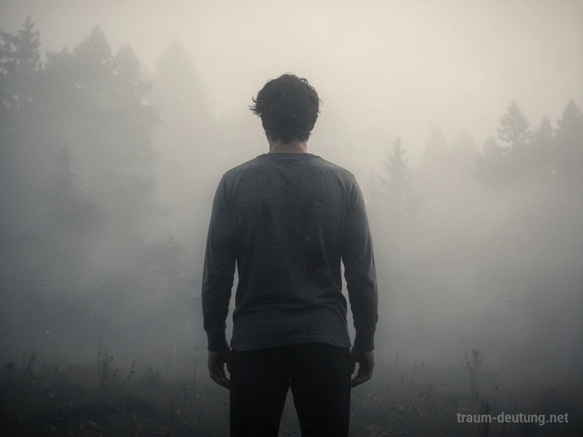 Silhouette einer Person im Nebel, die Verletzlichkeit symbolisiert