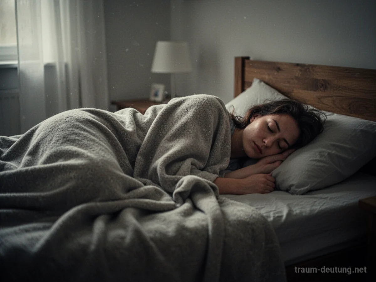 Person liegt nackt im Bett, mit einer Decke bedeckt.