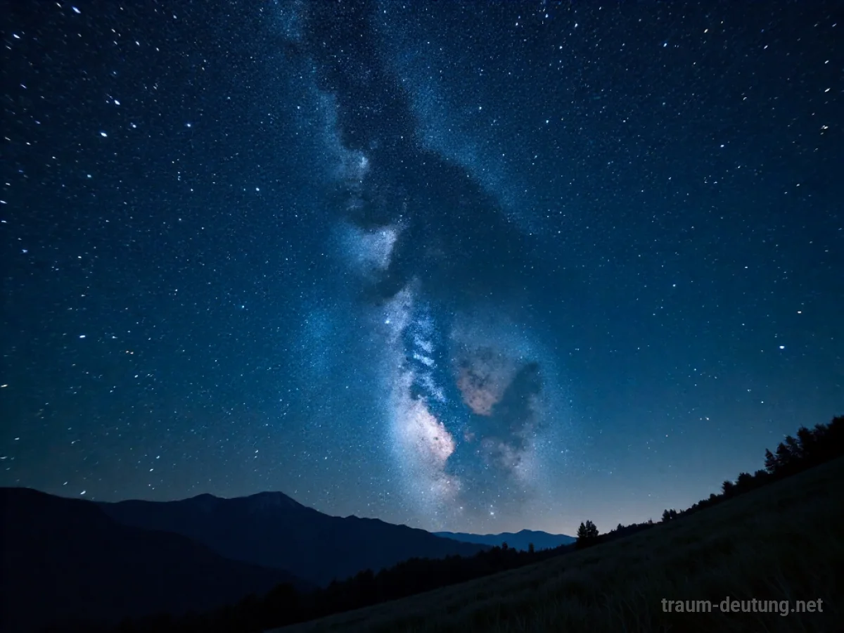 Ein klarer Sternenhimmel über einer friedlichen Landschaft bei Nacht.
