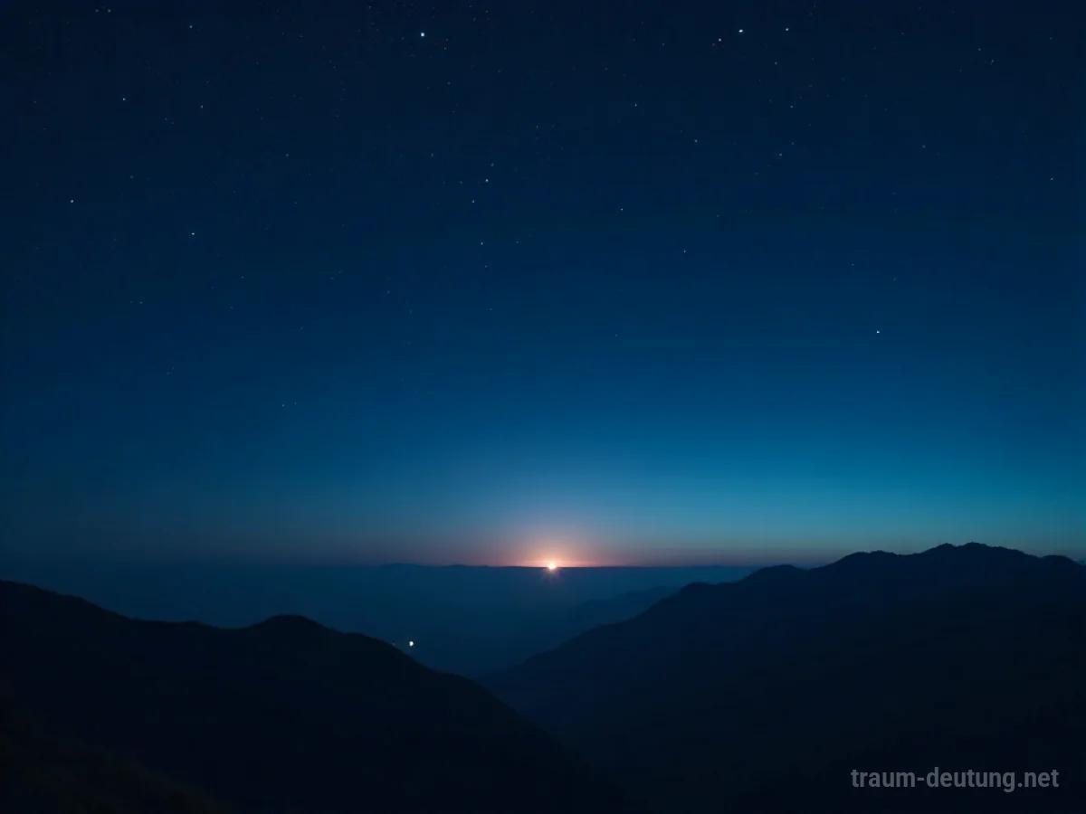 Dunkler Nachthimmel, der heller wird mit aufkommenden Sternen und einem sanften Horizontlicht.